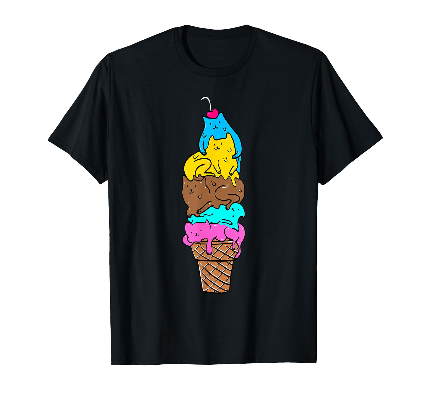 Cute Cat Ice Cream T-Shirt - Kitty Cat Dessert Shirt T-Shirt