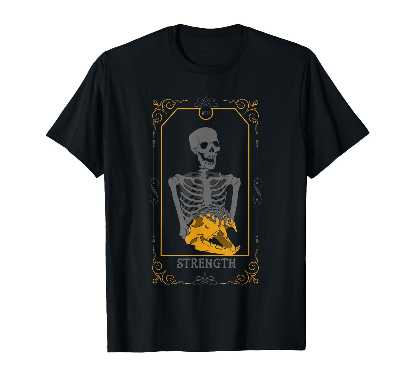 Strength Arcana Tarot Card Goth Skeleton Witchcraft T-Shirt