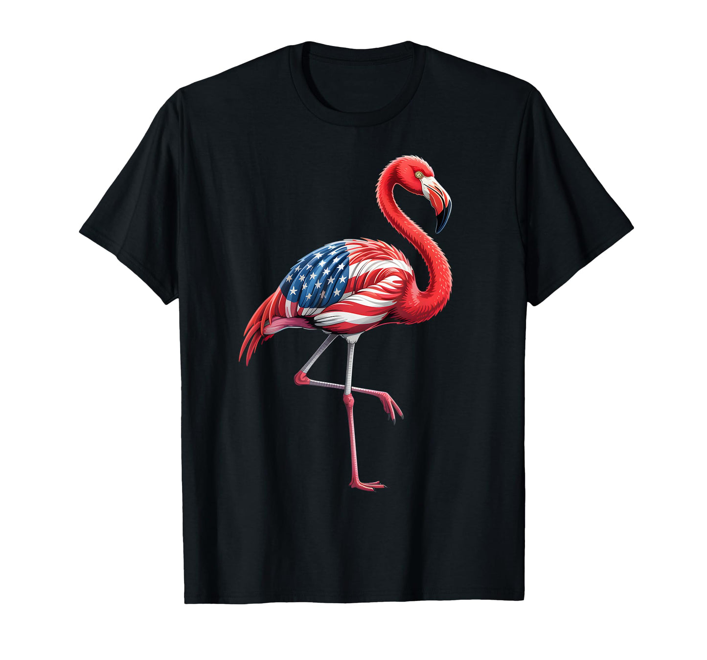 Flamingo 4th Of July American Flag Patriotic USA Women Girls T-Shirt