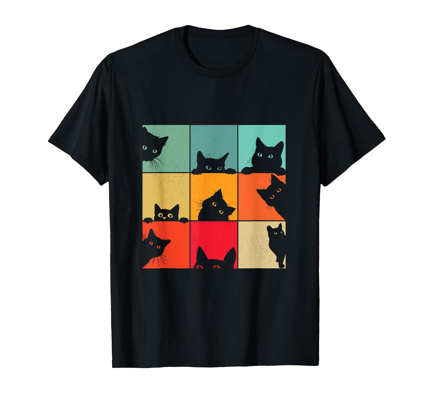 Funny Retro Vintage Curious Black Cat For Cats Lover T-Shirt