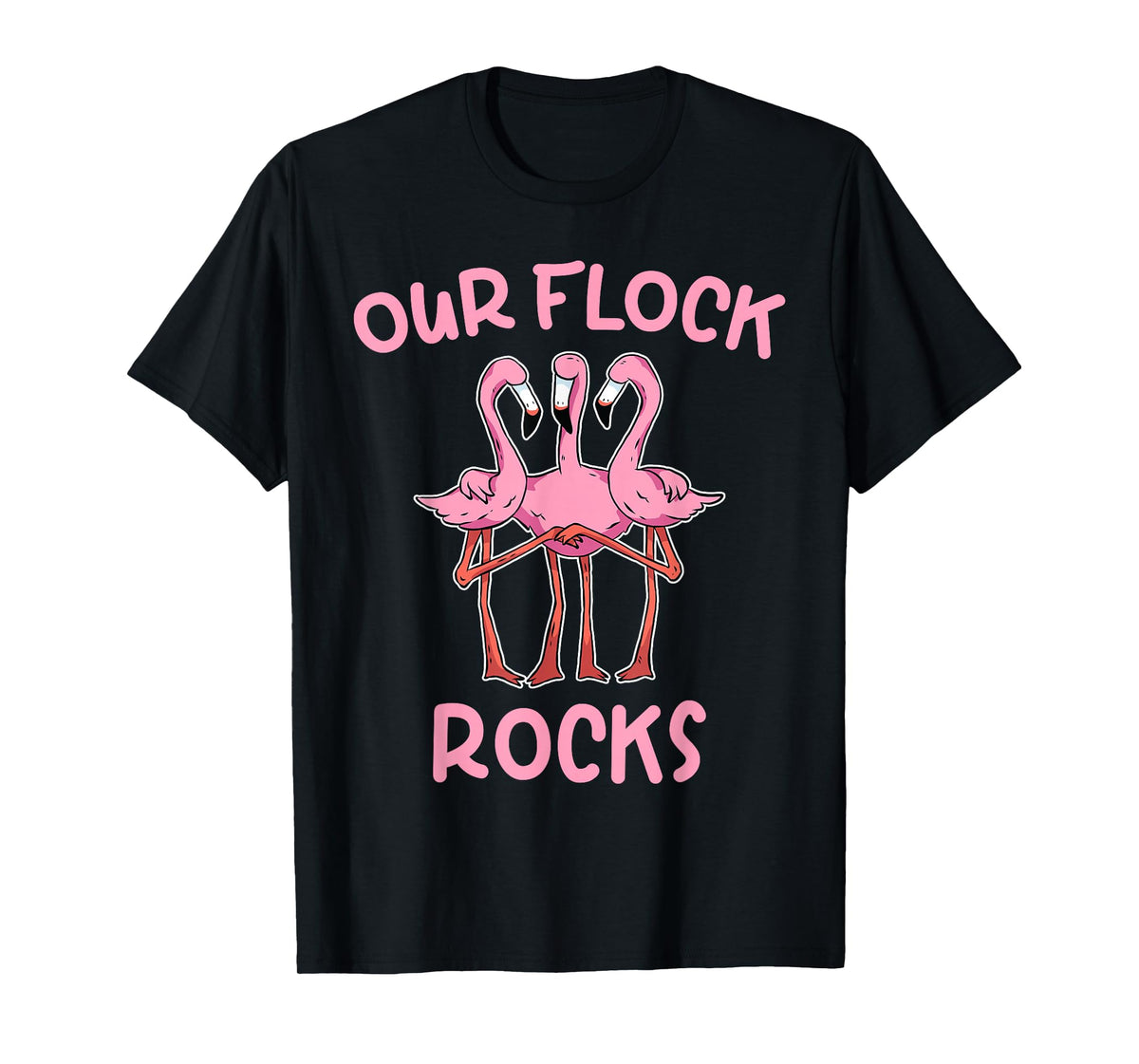 Our Flock Rocks Flamingo Matching Family Vacation Group T-Shirt Small