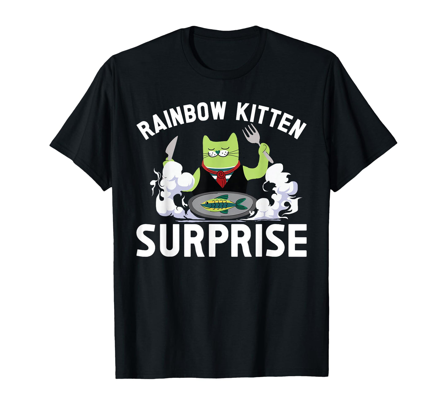 Cats Rainbow Kitten Surprise Cute Eat Retro Animals Vintage T-Shirt