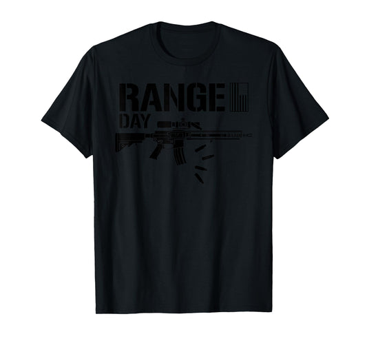 Military Rifle Range Day American Flag Bullet Semi Automatic T-Shirt