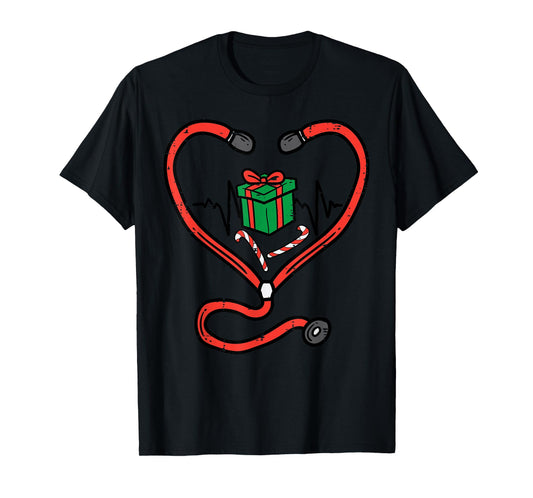 Christmas Stethoscope Nurse Xmas Nursing Scrub Top Women T-Shirt