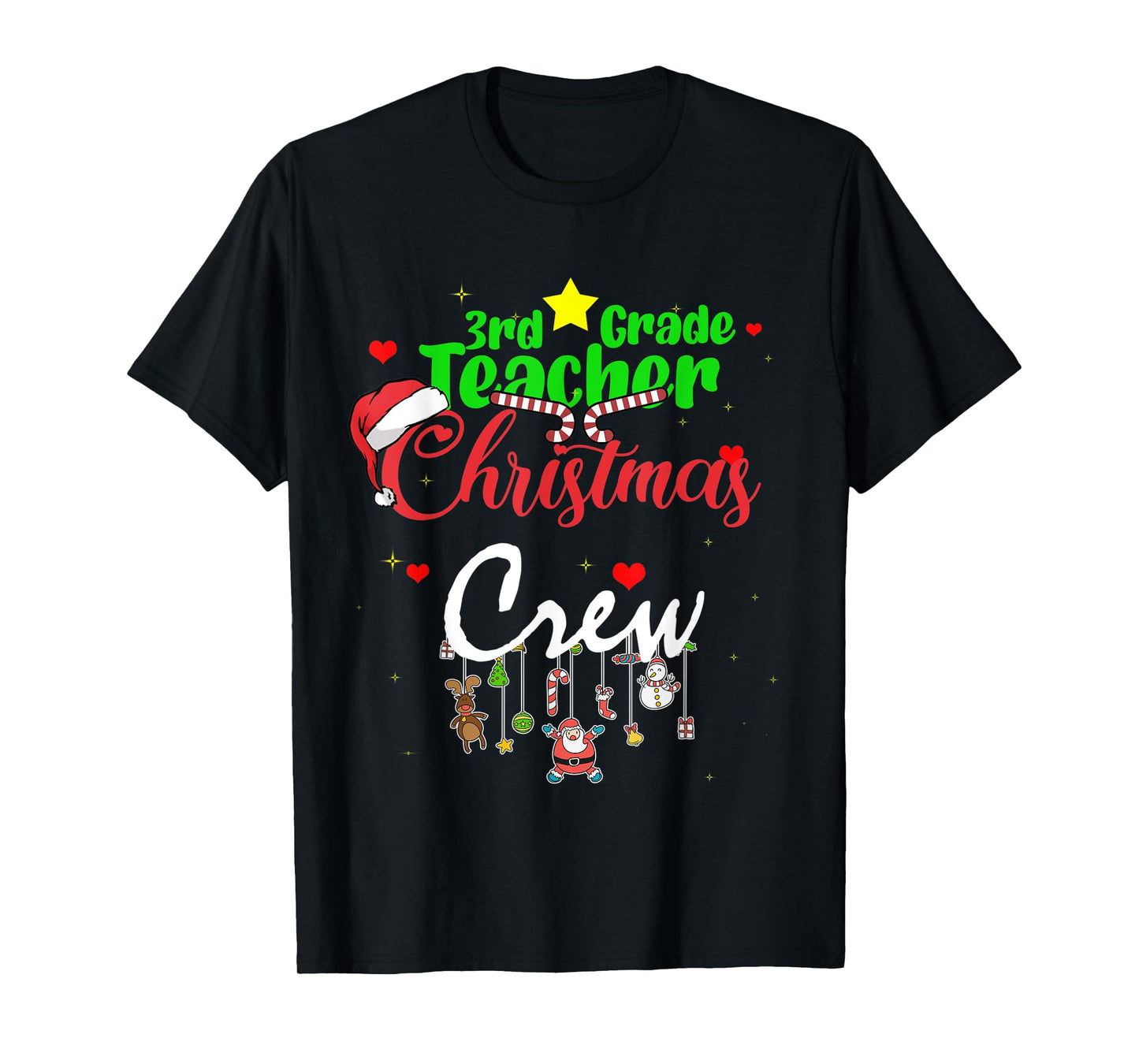 3rd Grade Teacher Christmas Crew Funny Xmas 2021 men Women T-Shirt