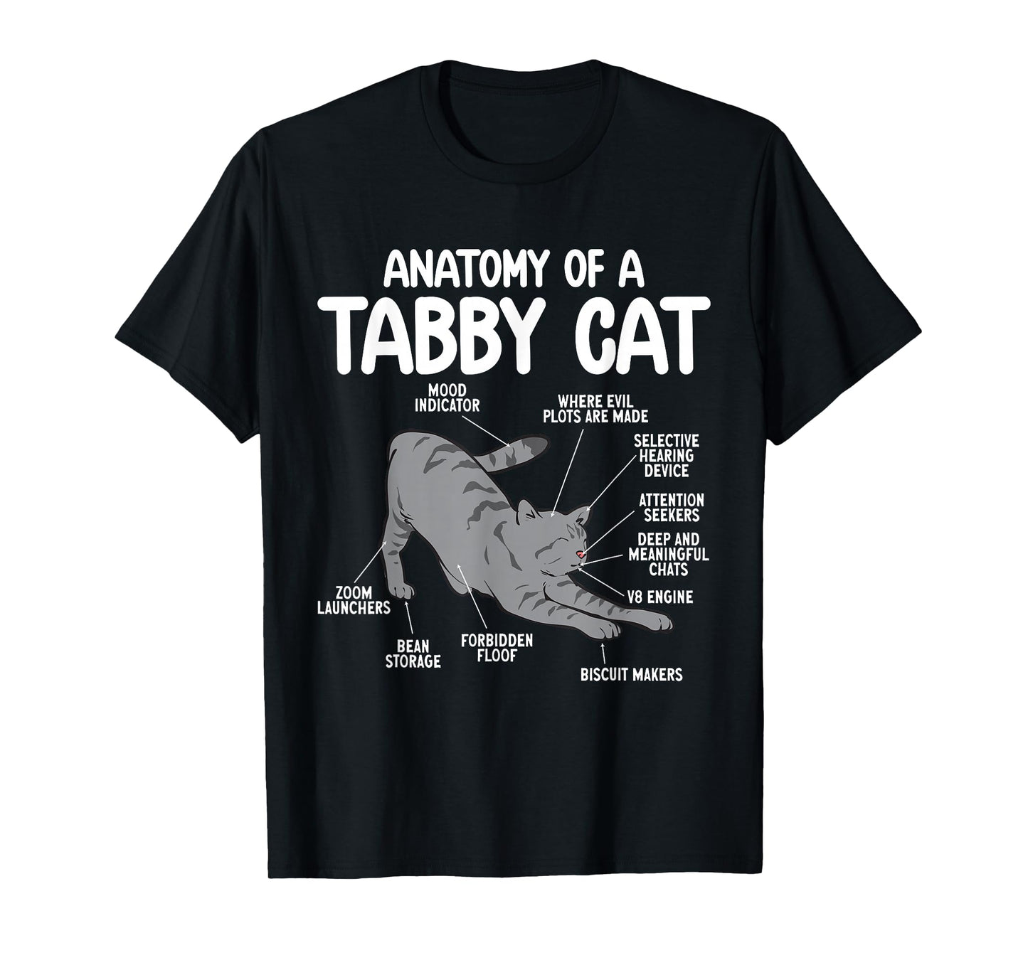 Gray Tabby Cat Anatomy Of A Tabby Cat T-Shirt