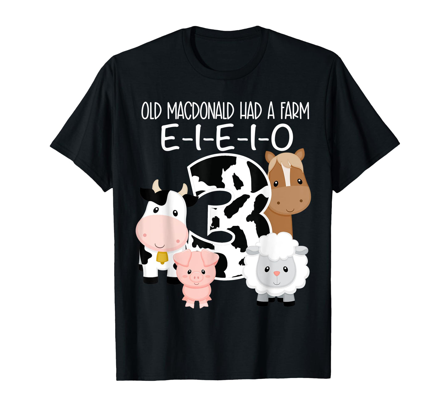 3rd Birthday Old MacDonald Farm Theme Birthday Farm Animals T-Shirt
