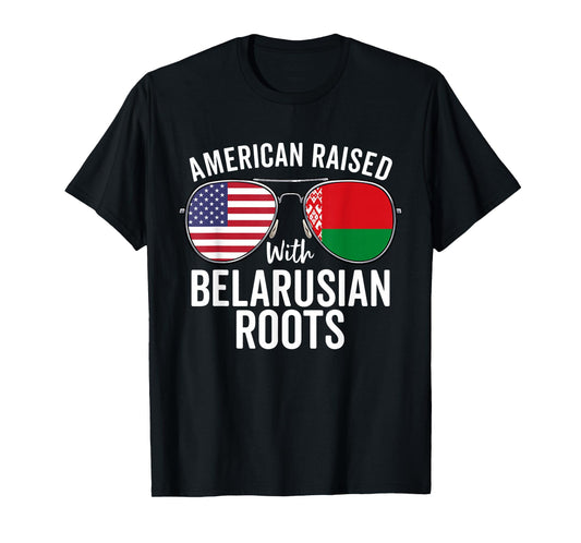 American Raised With Belarusian Roots USA Belarus Flag T-Shirt