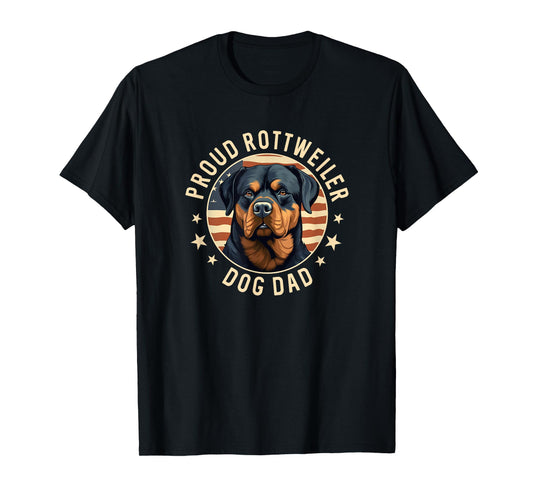 Proud Rottweiler Dad American Flag Patriotic Rottie Dad T-Shirt