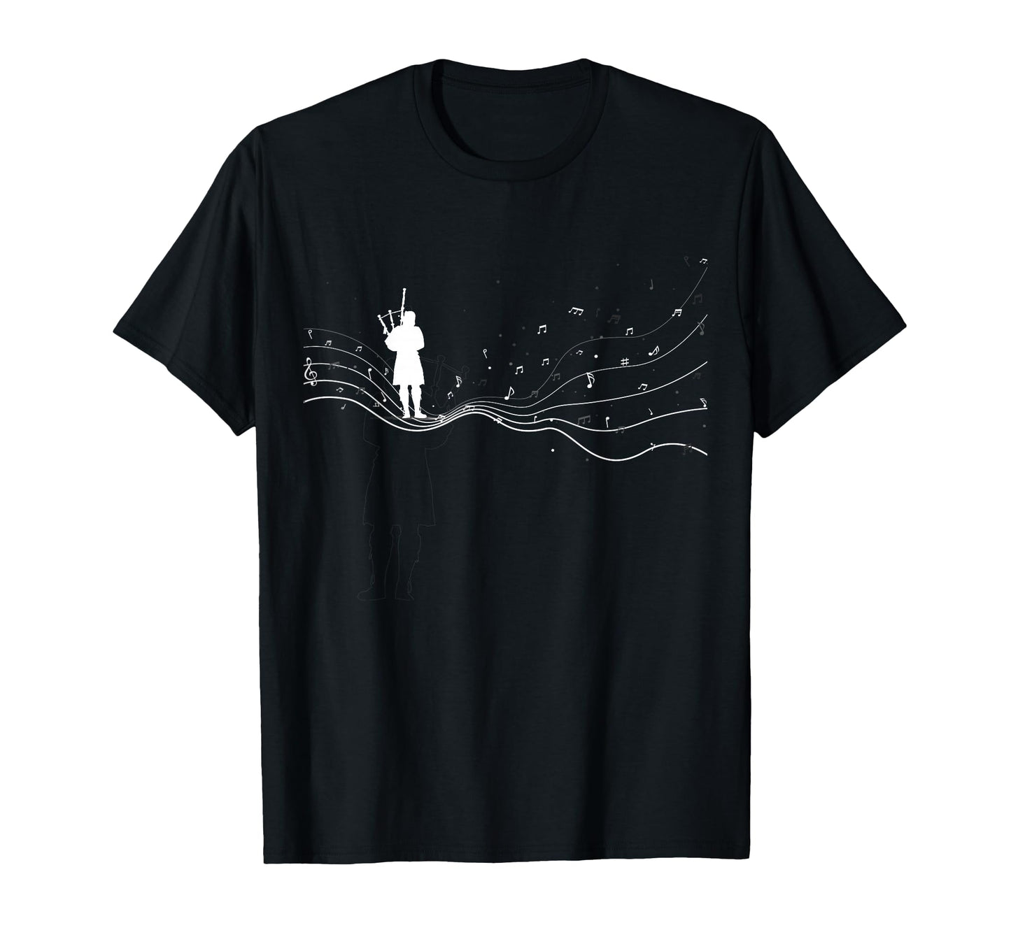 Bagpipe musician in music notes for Bagpipe player T-Shirt