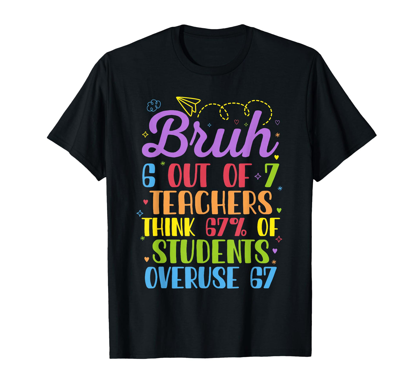 6 Out of 7 Teachers Think 67% of Students Overuse 67 Funny T-Shirt