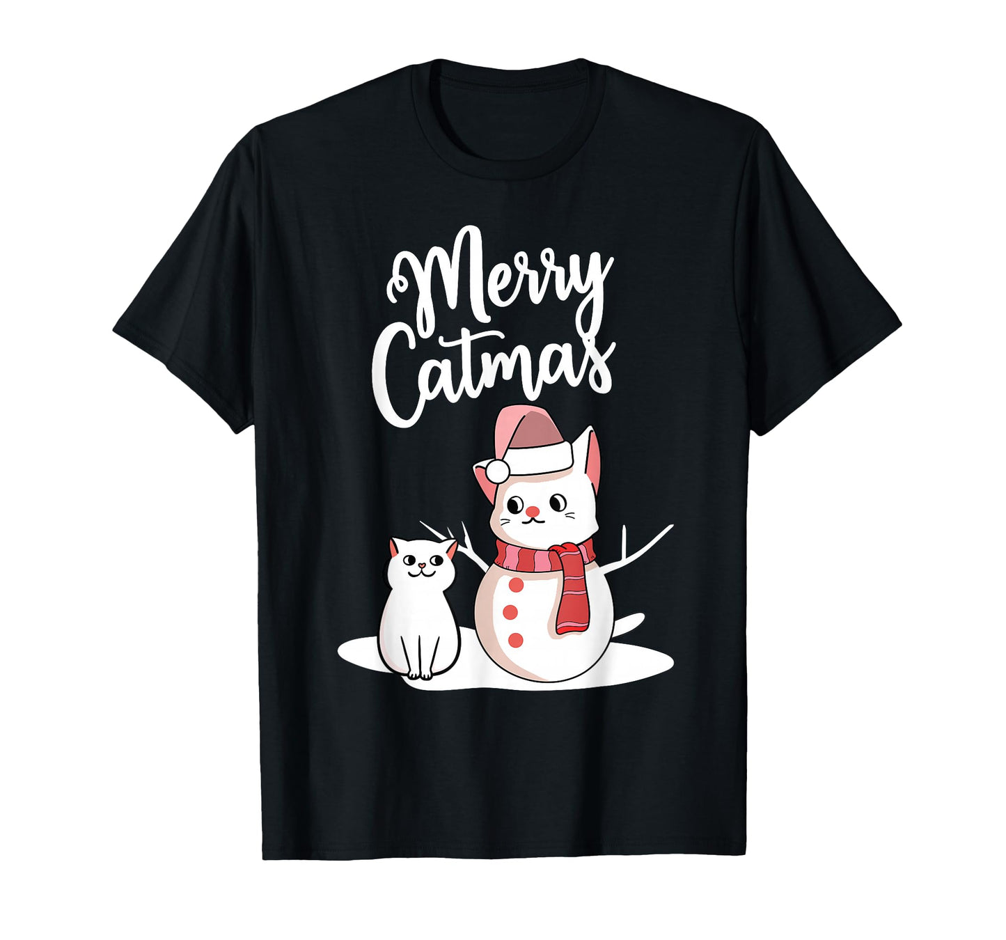 Funny Christmas Merry Catmas cat snowcat snowman graphic cat T-Shirt
