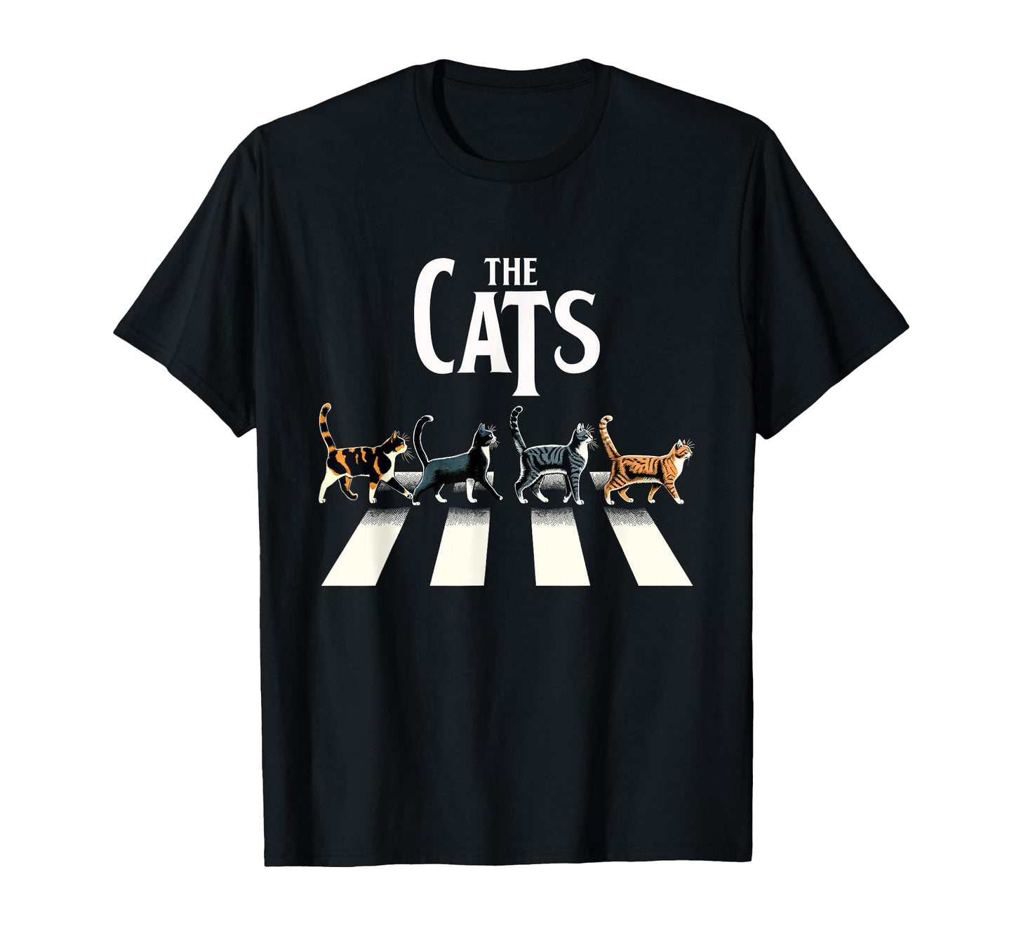 Retro Cat Rock and Roll Music Gift Men Kids Women Funny Cat T-Shirt