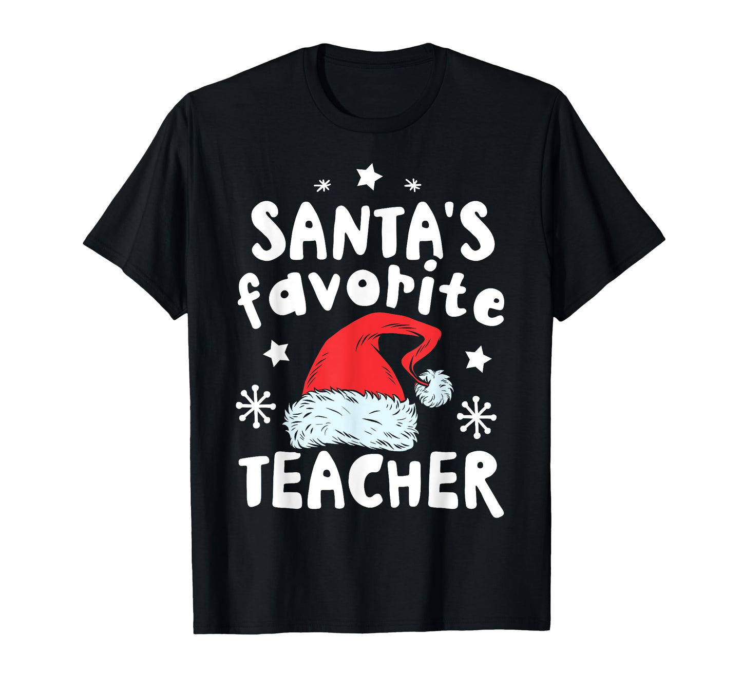 Santa's Favorite Teacher Christmas Women Men Santa Hat Xmas T-Shirt