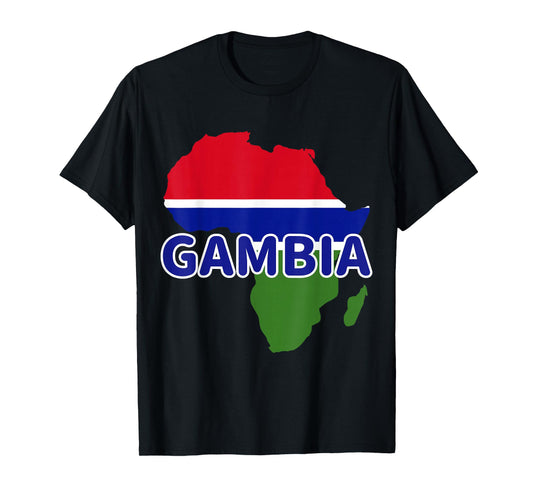 Gambia Gambian Pride Flag Map Africa Print T-Shirt