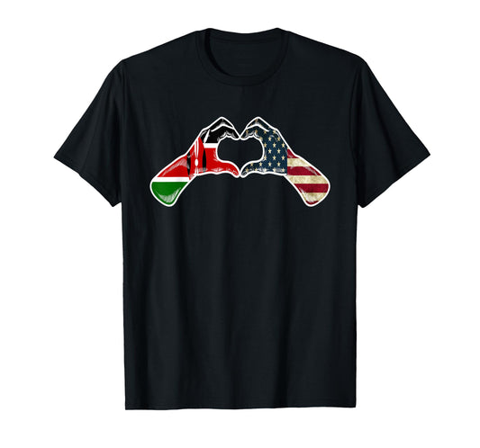 Kenya American USA Flag - USA Kenyan Heart T-Shirt