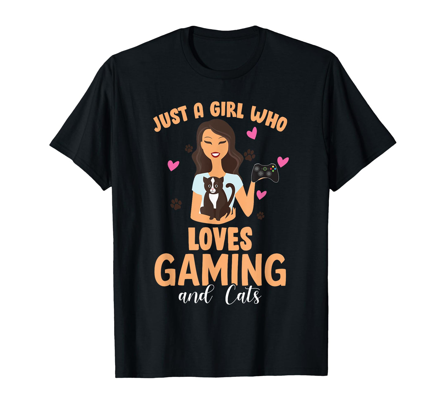 Cats and Gaming - Just A Girl Who Loves Cats and Gaming Gift T-Shirt