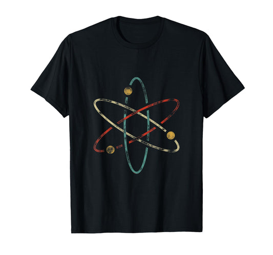 Chemistry & Periodic Table Quotes Retro Atom Chemistry T-Shirt - Unisex-Adults/Kids - Black - Short Sleeve - Small - Crew Neck - Classic Fit - Polyester 100%