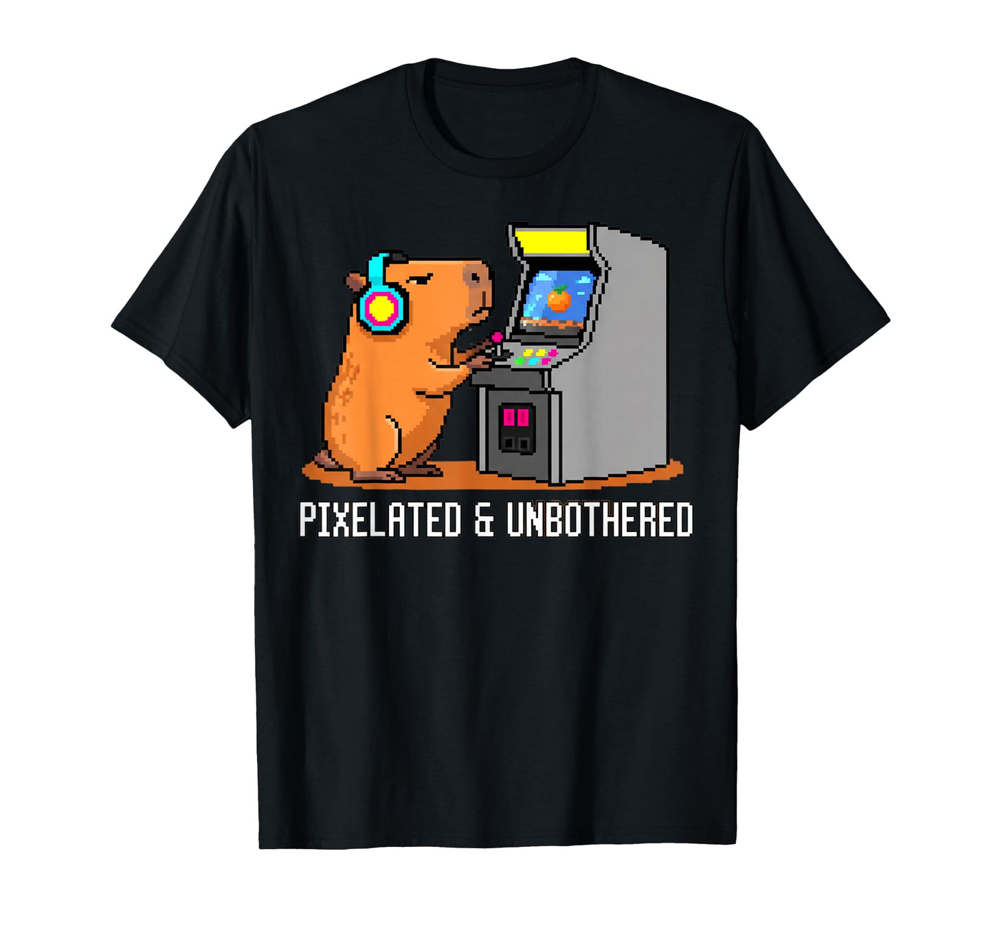 Pixelated Unbothered Capybara Retro Gaming Gamer T-Shirt