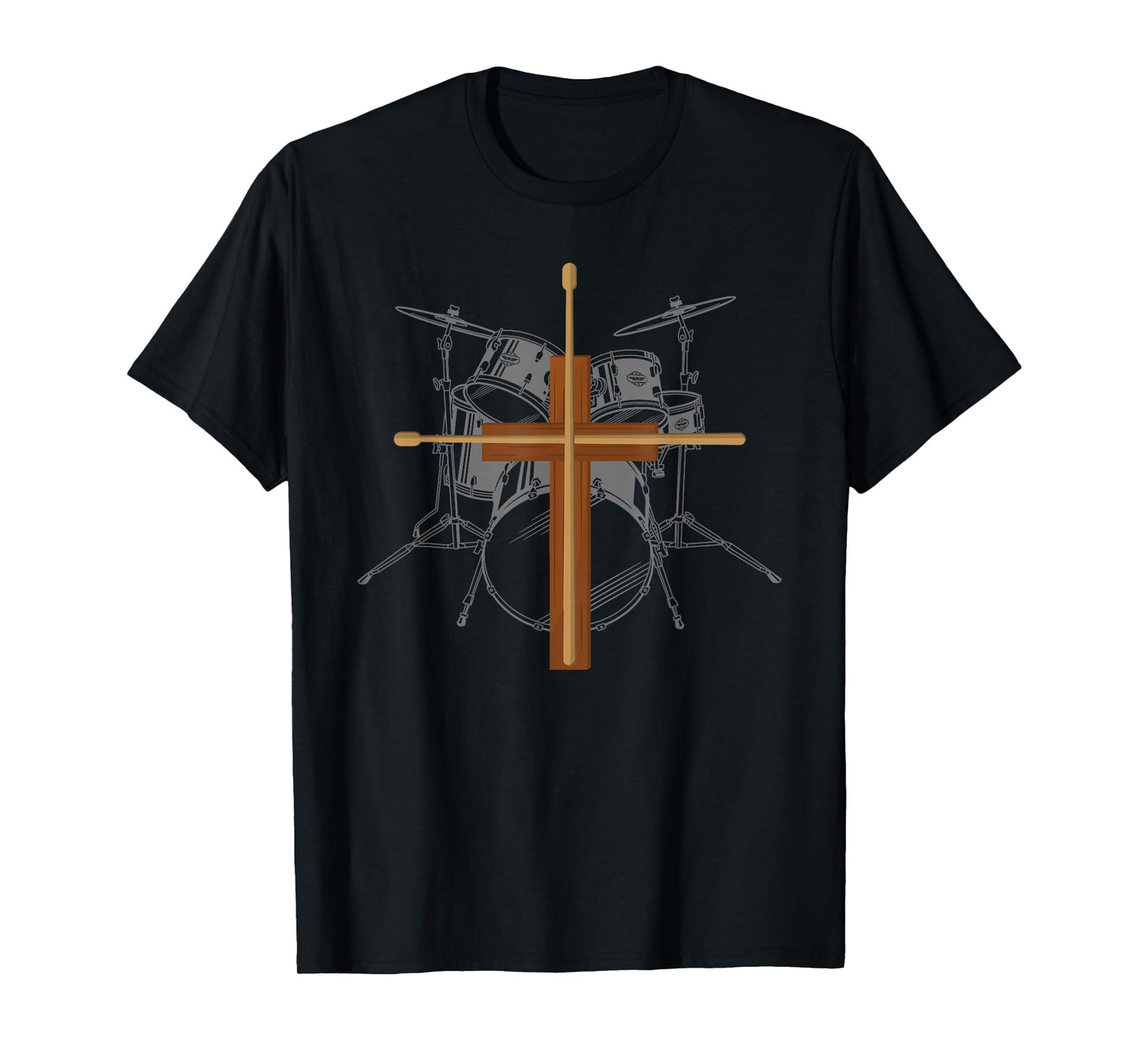 Christian Drummer Shirt Drum Sticks Cross Religious Band T-Shirt