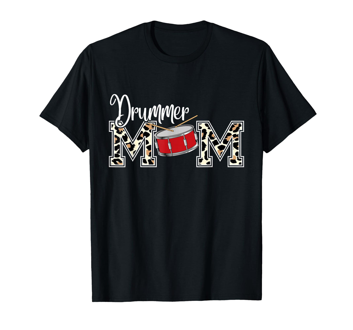 Drummer Mom Leopard Print Proud Drummer Mom Musical T-Shirt