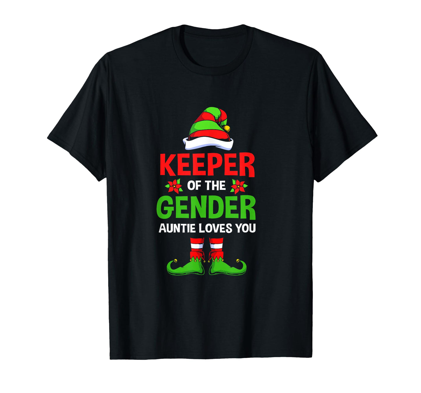 Christmas Gender Reveal Aunt Cute Elf Keeper Of The Gender T-Shirt