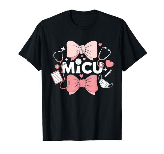 Coquette Bow MICU Nurse Medical Intensive Care Unit T-Shirt