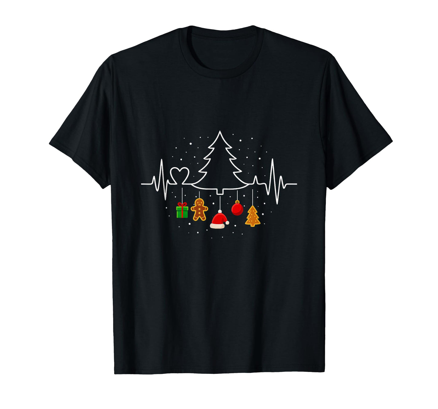 Christmas Tree Heartbeat Funny Nurse T-Shirt