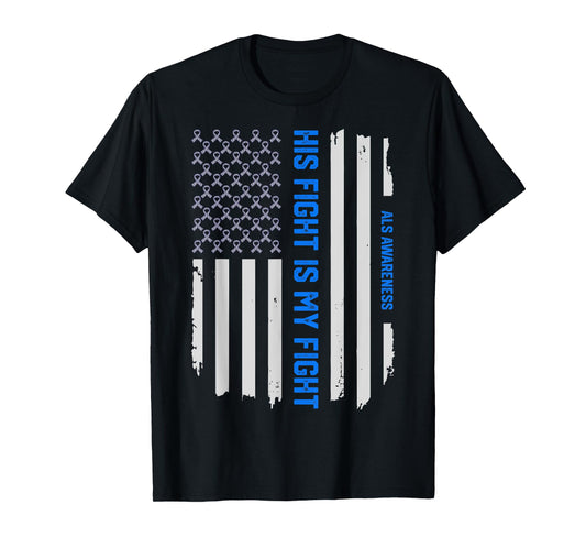 ALS Awareness T Shirt - American Flag ALS T-Shirt Tee Gift T-Shirt