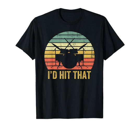 Drummer Musician Vintage Drumsticks Clothing Co Black Retro Drummer T-Shirt for Women, Small, Short Sleeve