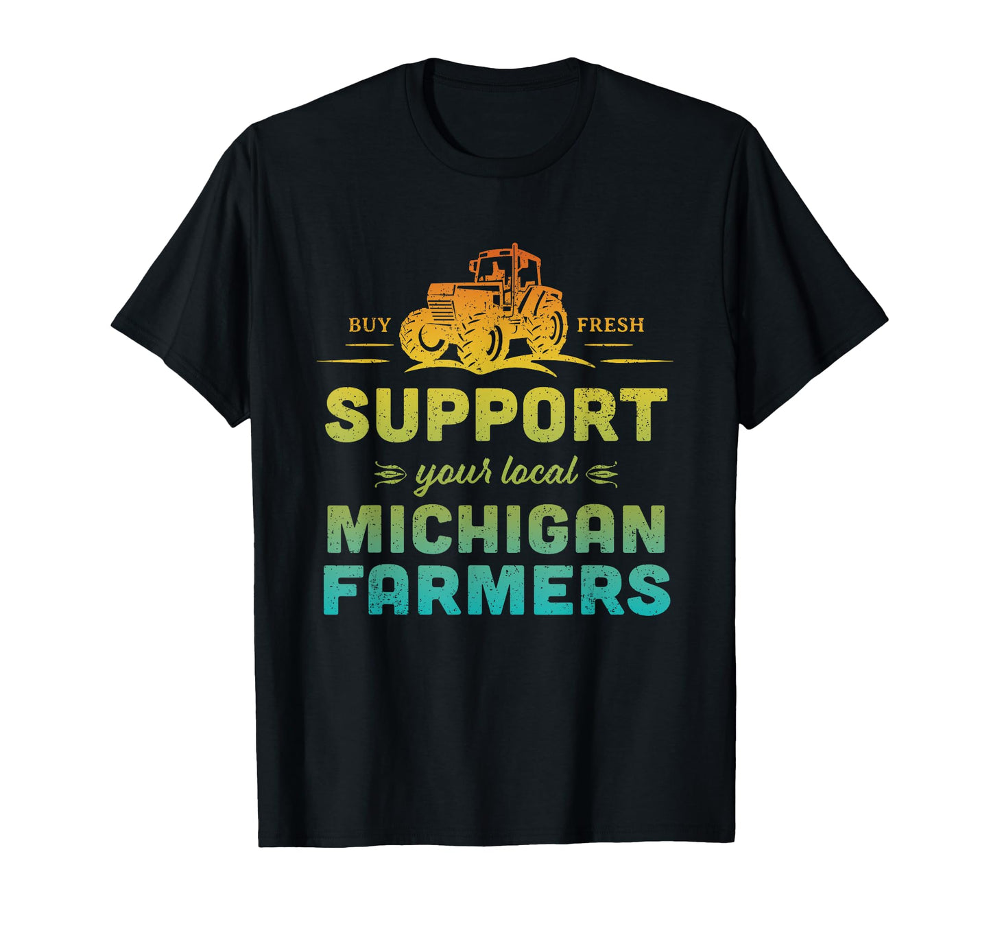 Michigan Farmers Local Market Farms Retro Tractor Souvenir T-Shirt