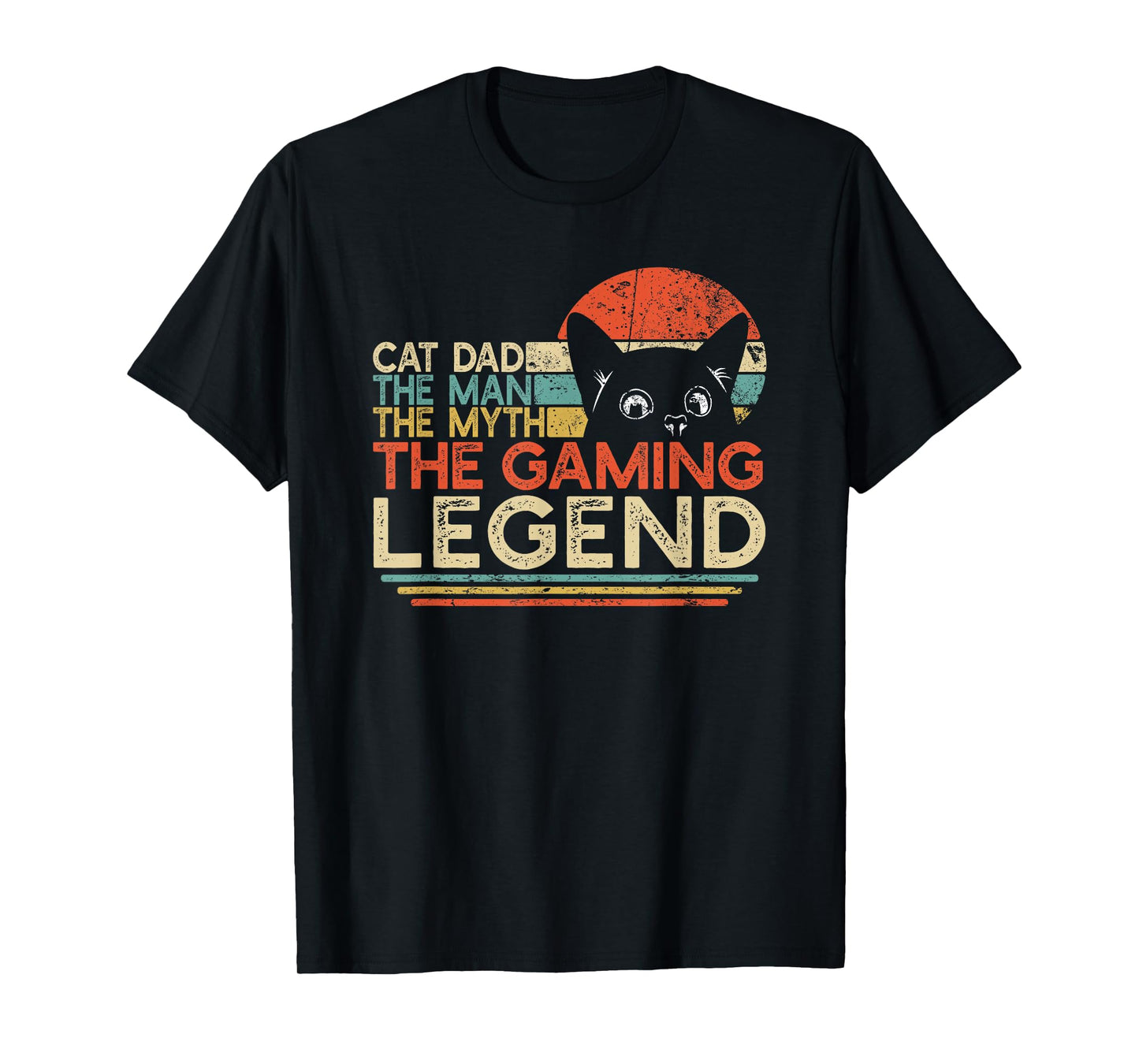 Video Game Player Cat Dad Man Myth Gaming Legend Gamer T-Shirt
