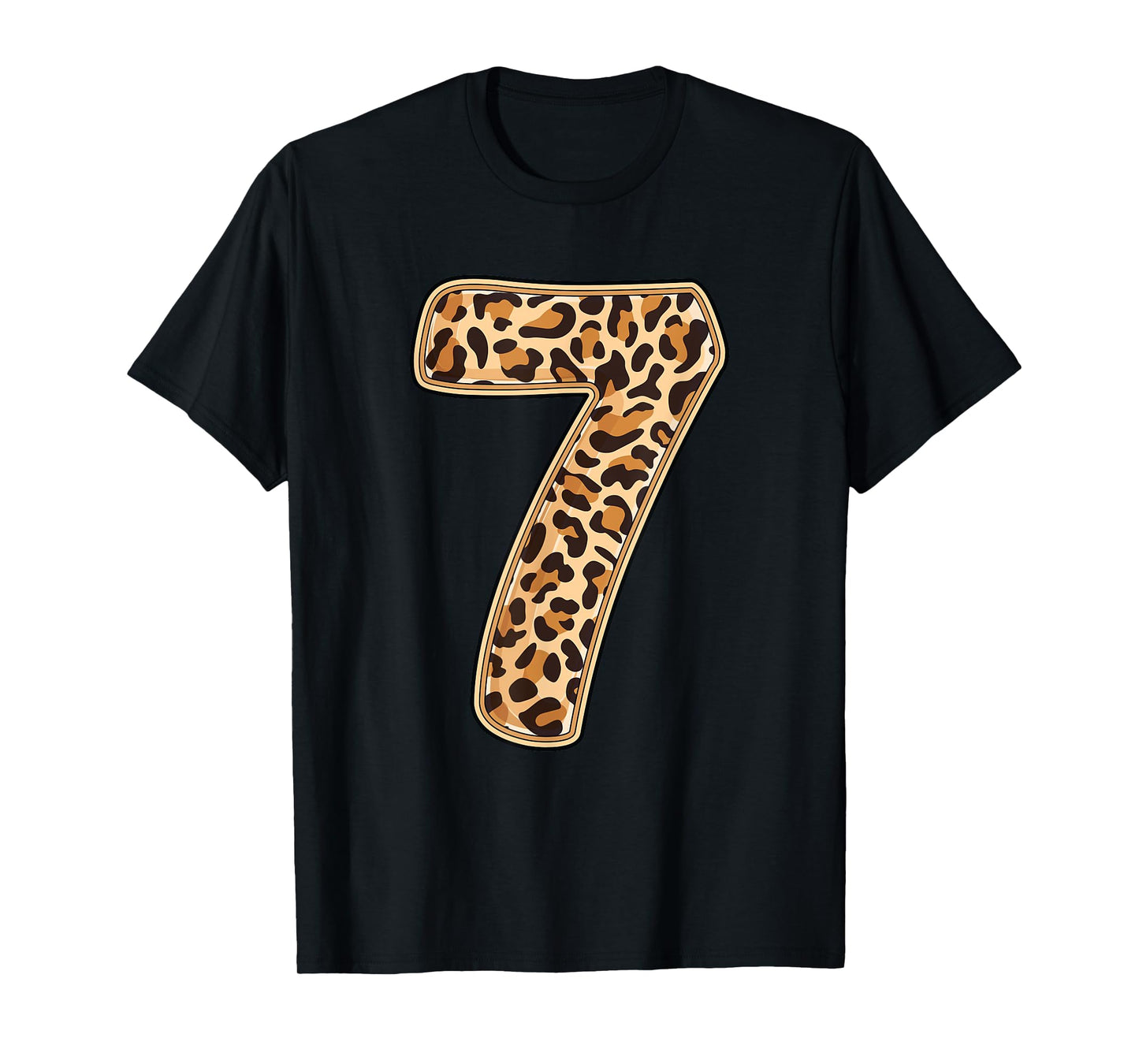 Leopard 7th Birthday Party 7 Seven Years Old Wild Cats Kids T-Shirt