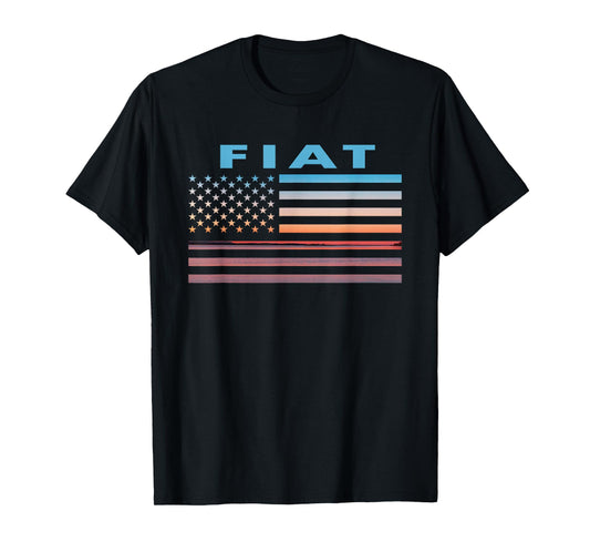 Vintage Sunset American Flag Fiat, Kansas T-Shirt