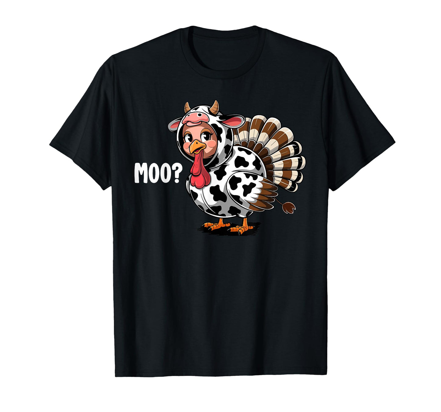 Turkey Moo Funny Thanksgiving Kids Boys Men T-Shirt