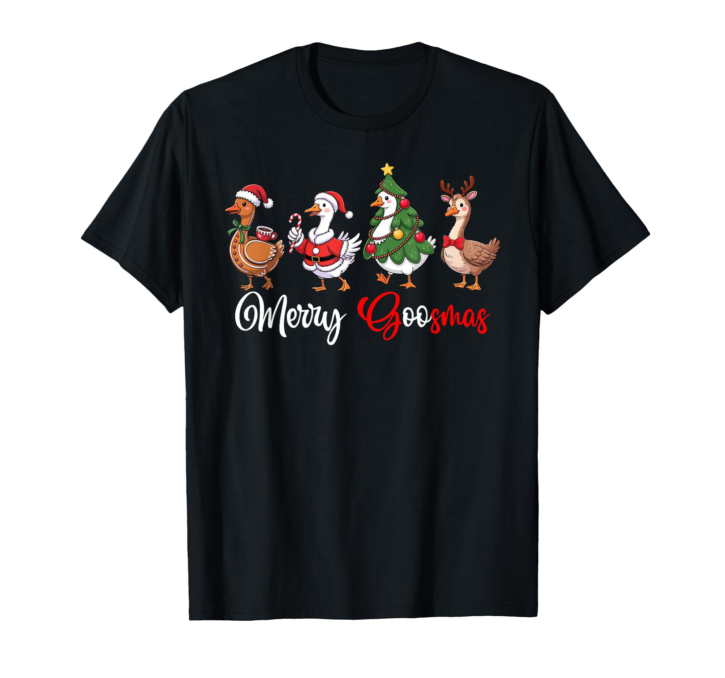 Funny Retro Merry Goosemas Christmas Silly Goose Xmas Lights T-Shirt