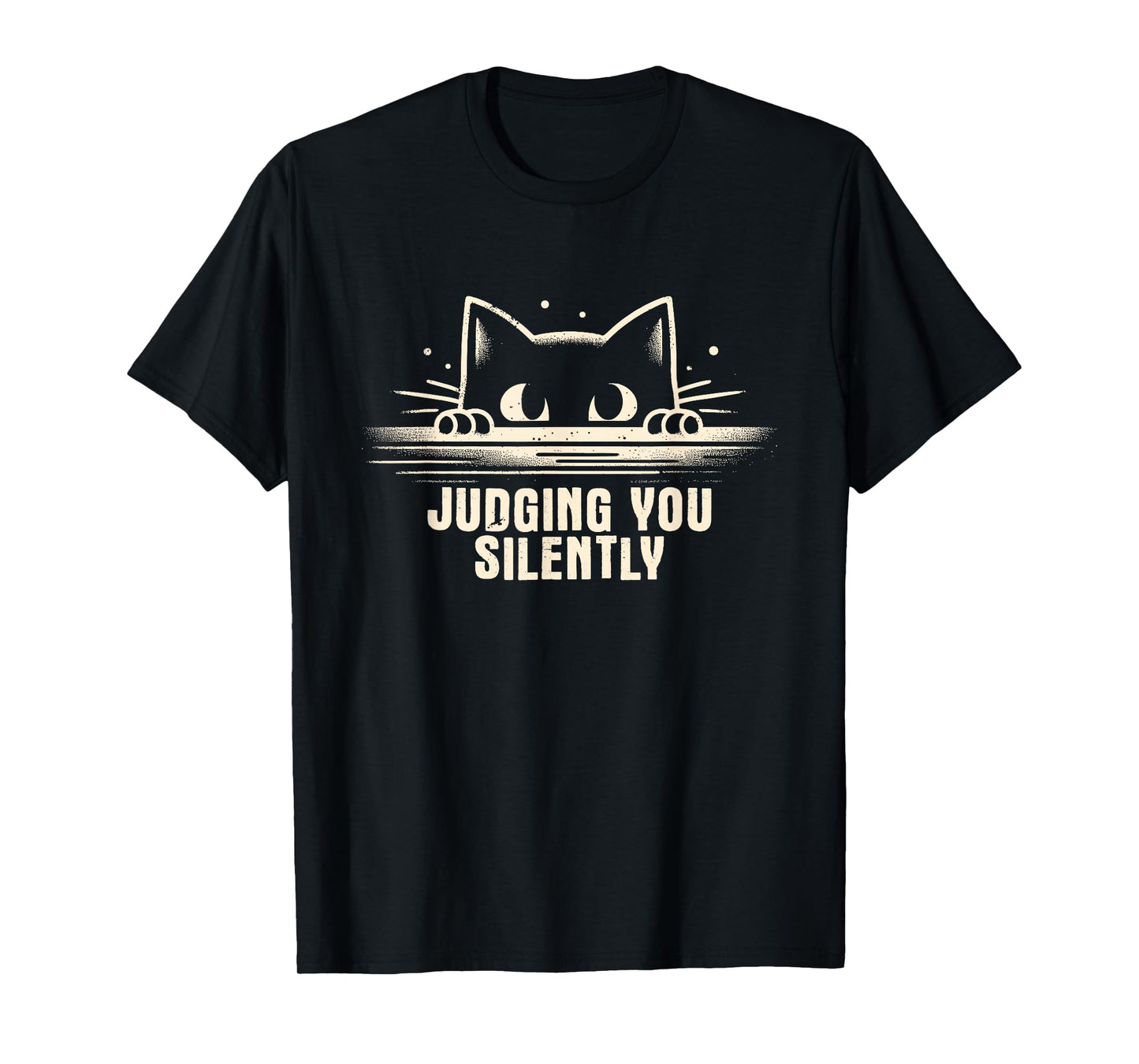 Judging You Silently - Funny Black Cat Kitten Pet Lover T-Shirt
