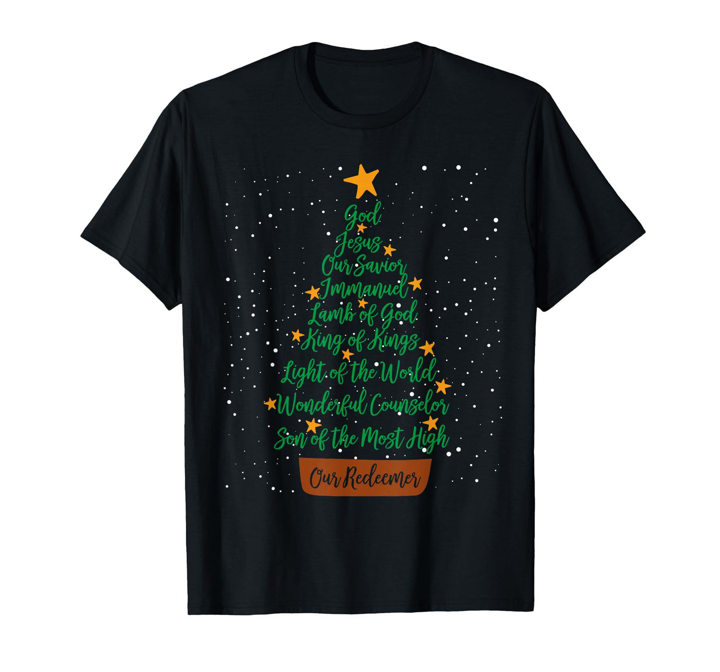 Christian Christmas Jesus Bible Names Xmas Tree Shaped T-Shirt