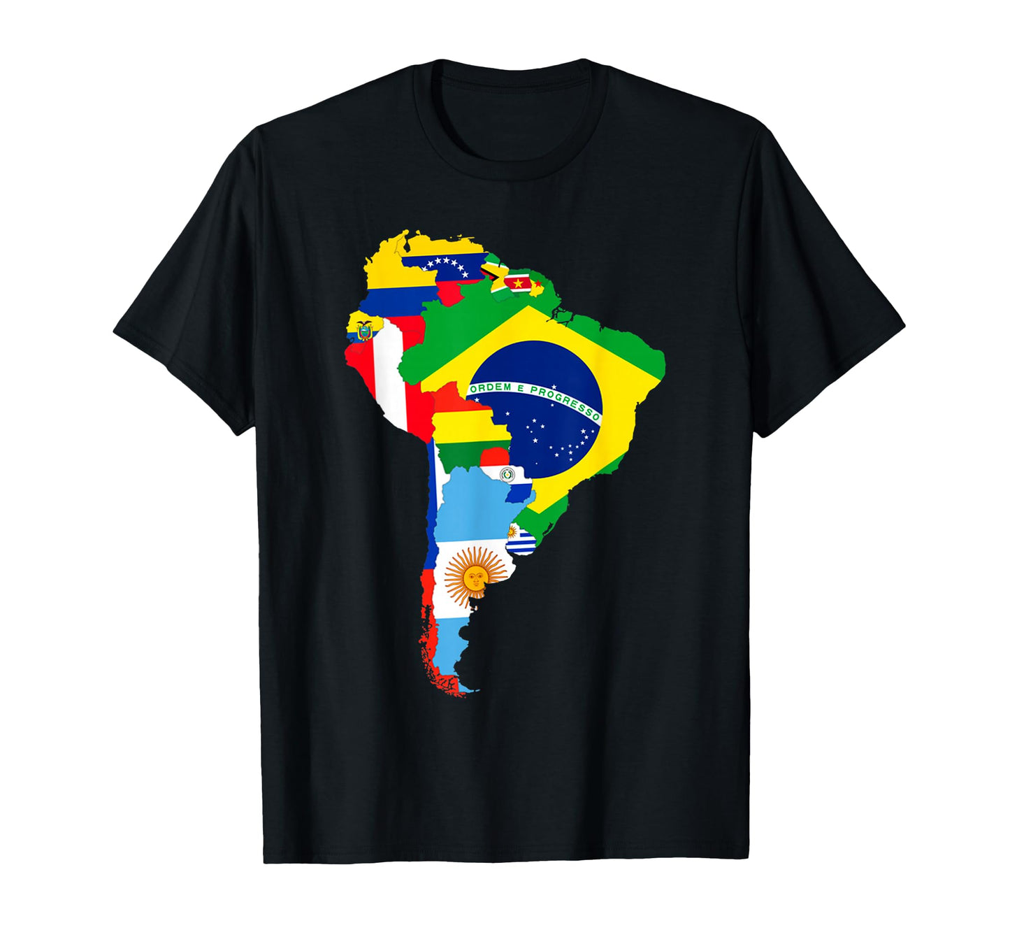 Latin South America Continent Map Flags T-Shirt