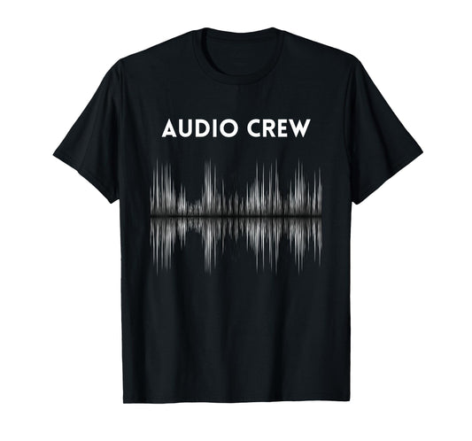 AUDIO CREW Uniform, White & Black Sound Waves, Audio Visual T-Shirt