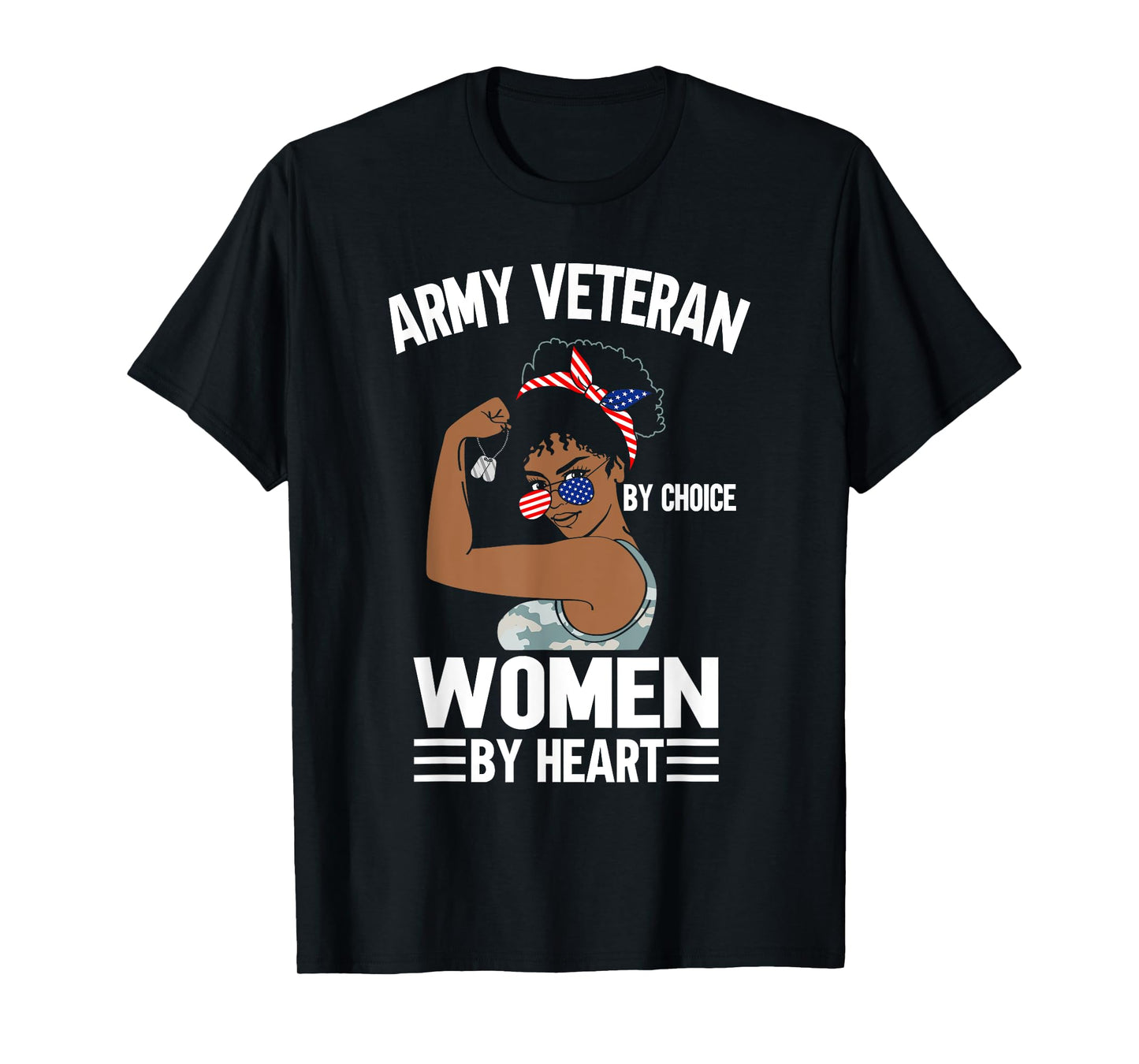 African American Army Veteran Female Afro Melanin Girl T-Shirt