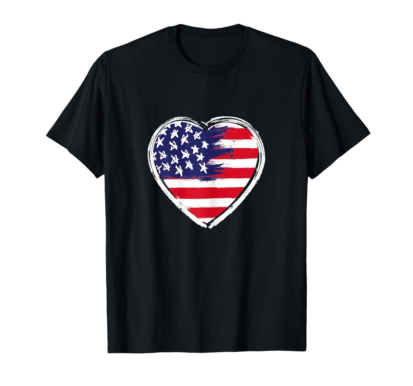 Heart US Flag 4th of July Patriotic American Stars Stripes T-Shirt