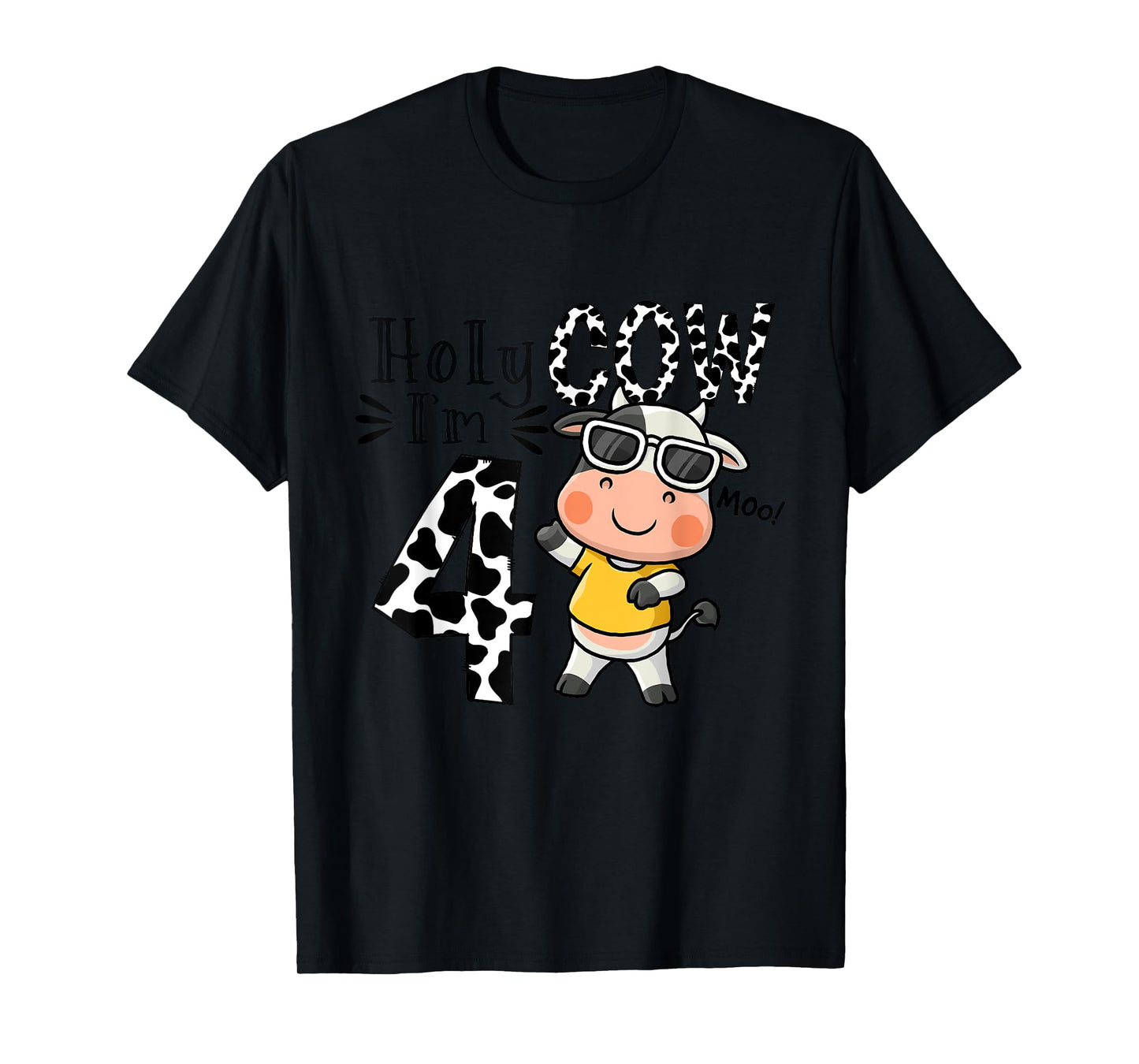 Cute 4th Cow Farm Animals Bday Holy Cow I'm 4 Birthday Boy T-Shirt