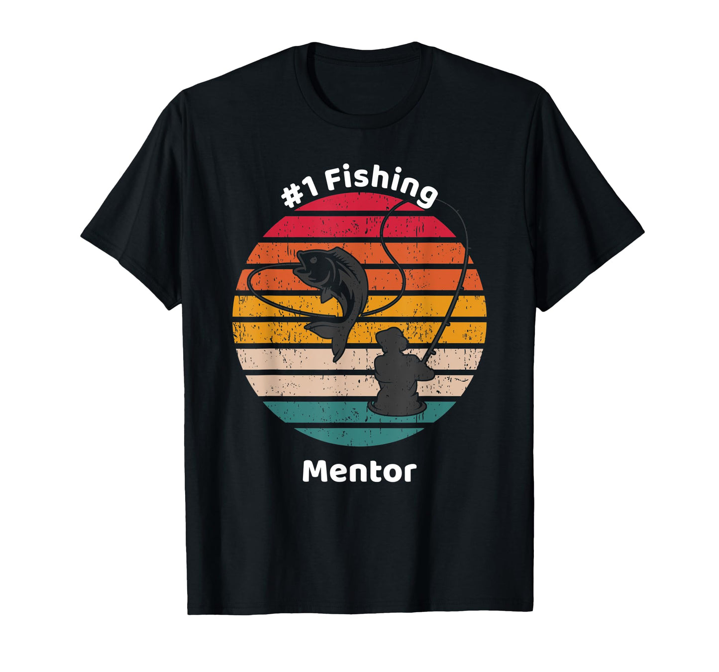 #1 Fishing Mentor Graphic Fisherman Fathers Day Gift T-Shirt