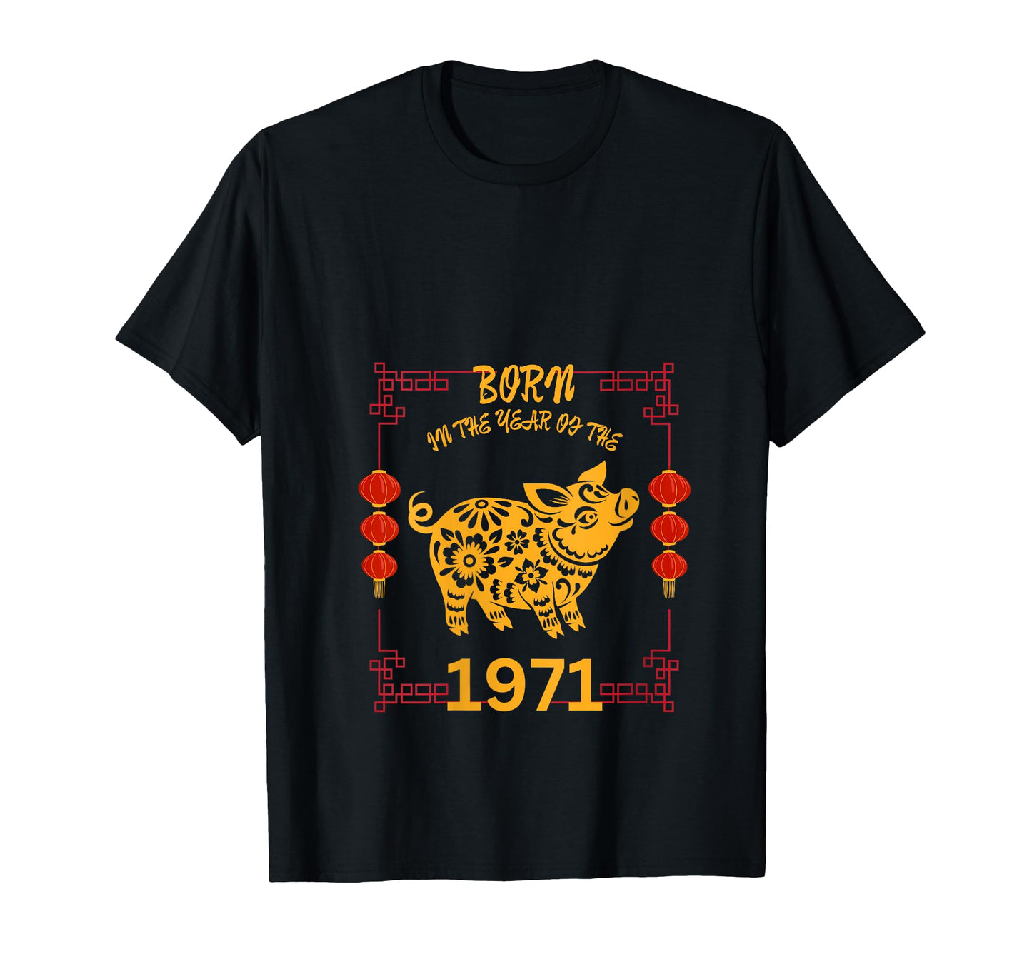 Womens Born in the Year of the Pig 1971 Chinese New Year Zodiac V-Neck T-Shirt