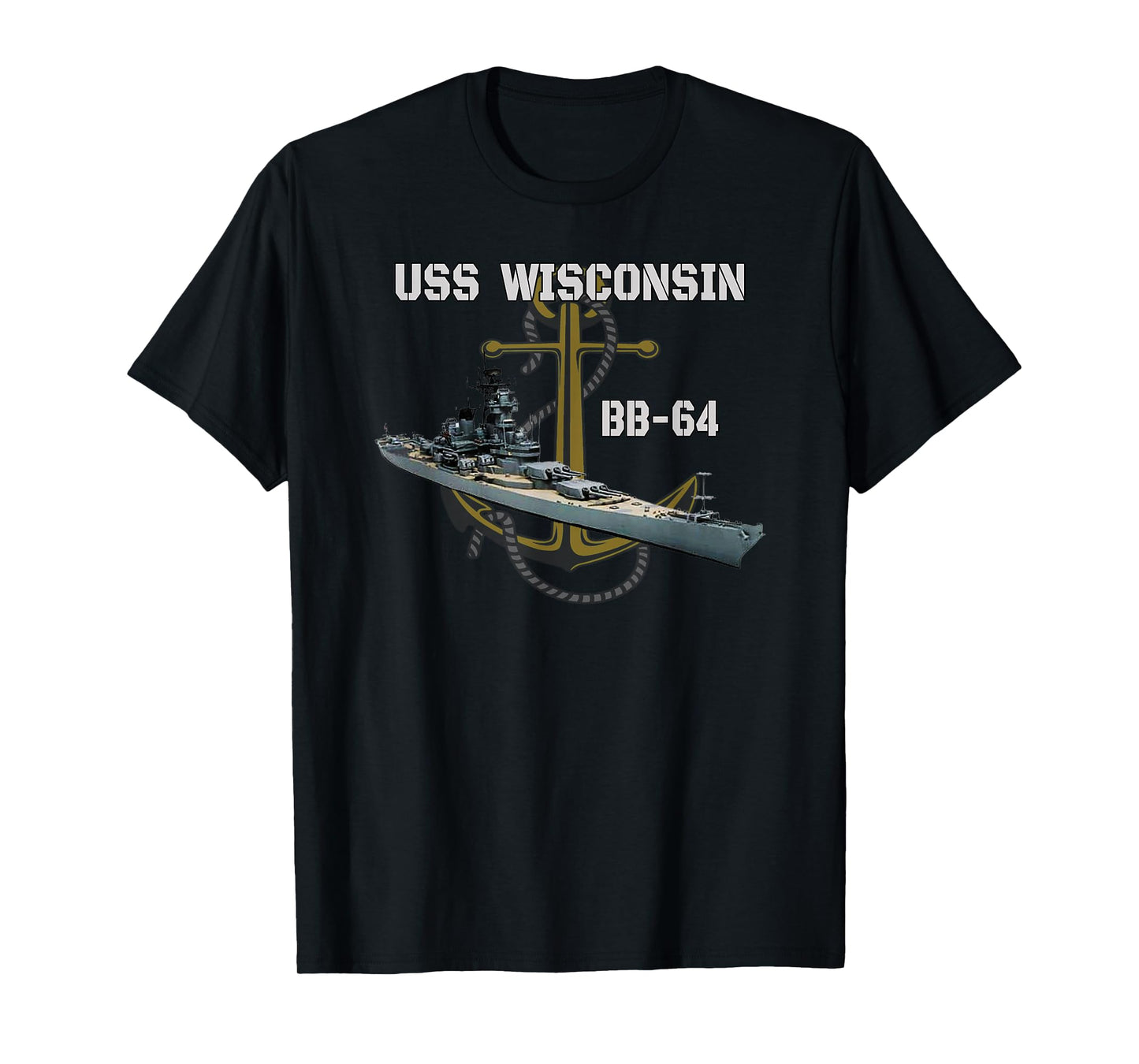 USS Wisconsin BB-64 Battleship WW2 American Warship Veterans T-Shirt