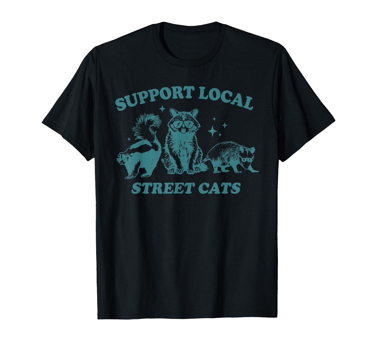 Support-Local-Street-Cat Funny Vintage Raccoon Opossum Skunk T-Shirt for Men Women