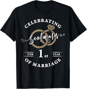 1 Year Wedding Anniversary Couple Husband Wife Matching T-Shirt