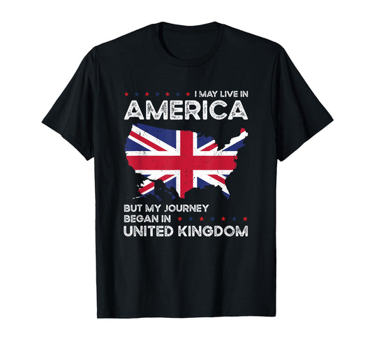 British American Patriot USA Grown United Kingdom UK US Flag T-Shirt