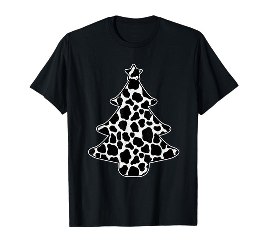 Cow Print Christmas Tree Pajama X-Mas Farm Animal Farmer T-Shirt